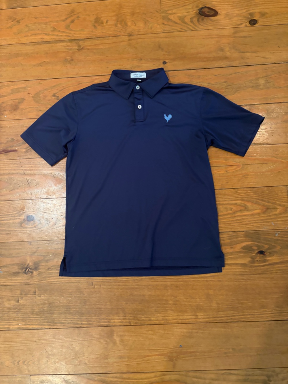 Peter Millar Navy Polo with Light Blue Logo Detail